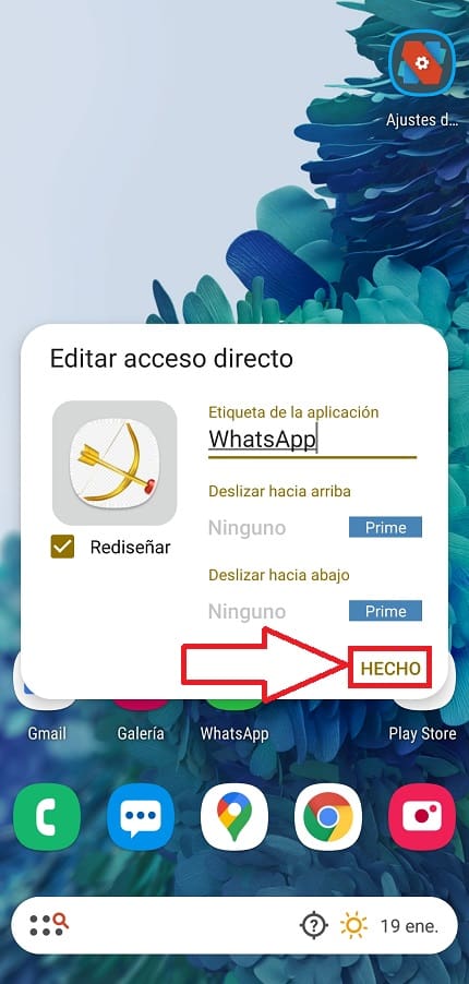 Cambiar el icono de WhatsApp por arco de cupido.