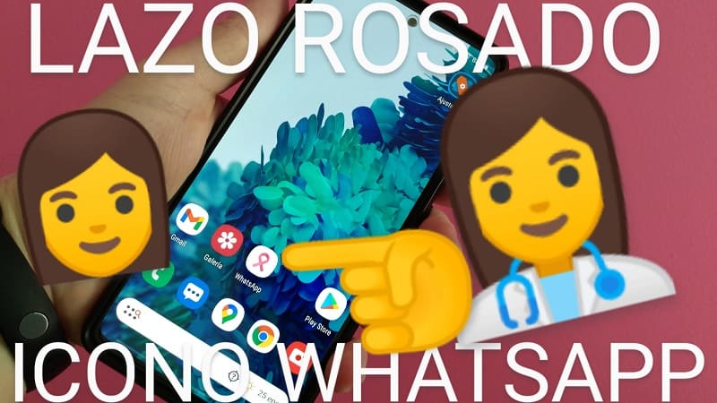 como cambiar el icono de whatsapp por un lazo rosa.