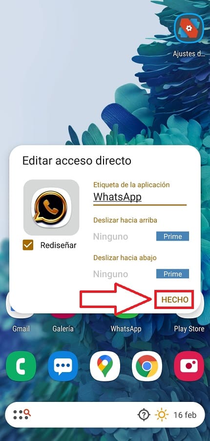 Cambiar WhatsApp a dorado.