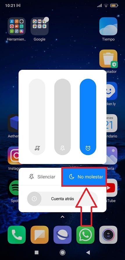 Desactivar no molestar temporizador Xiaomi.