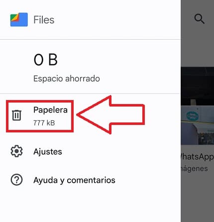 Files de Google papelera.