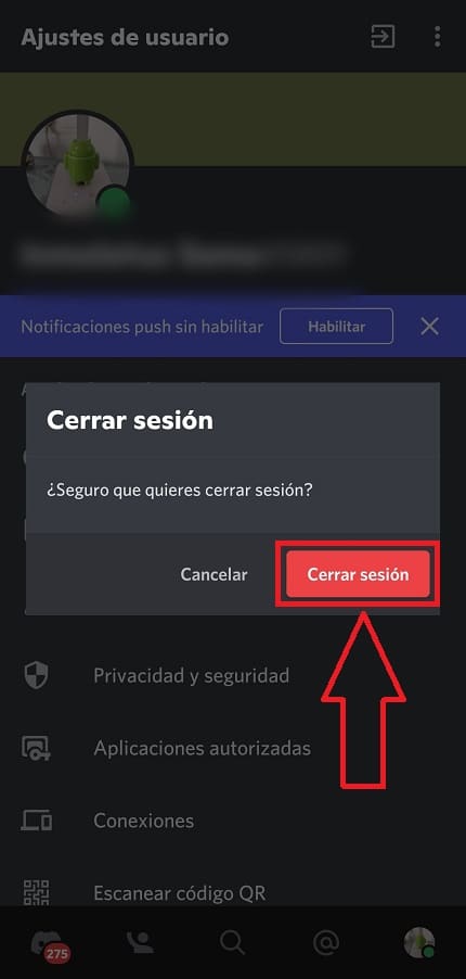 Salir de Discord.