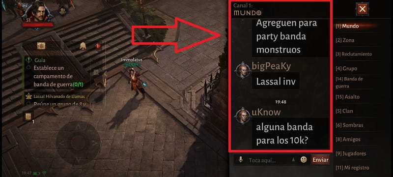 Agrandar chat Diablo Immortal.