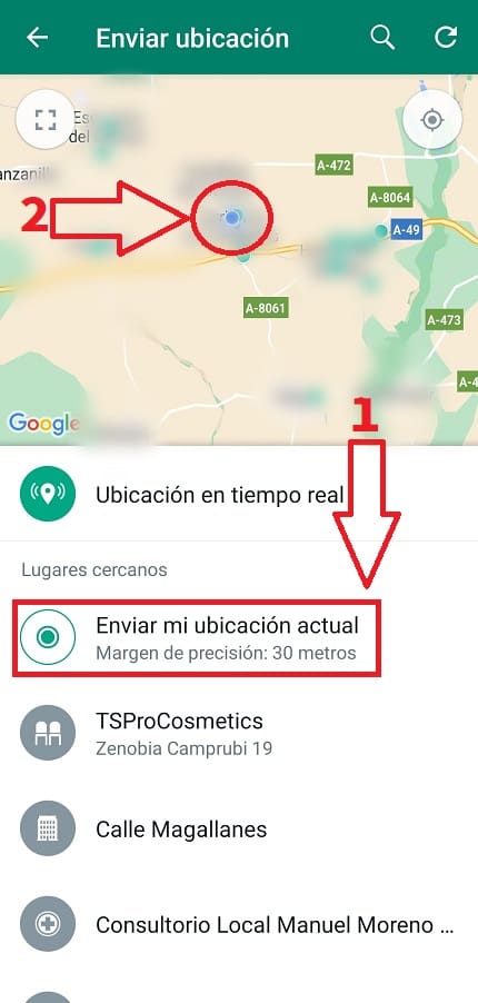 Mandar ubicación de mi coche por WhatsApp.