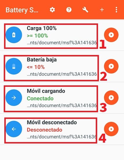 Battery sound notification guía en español.