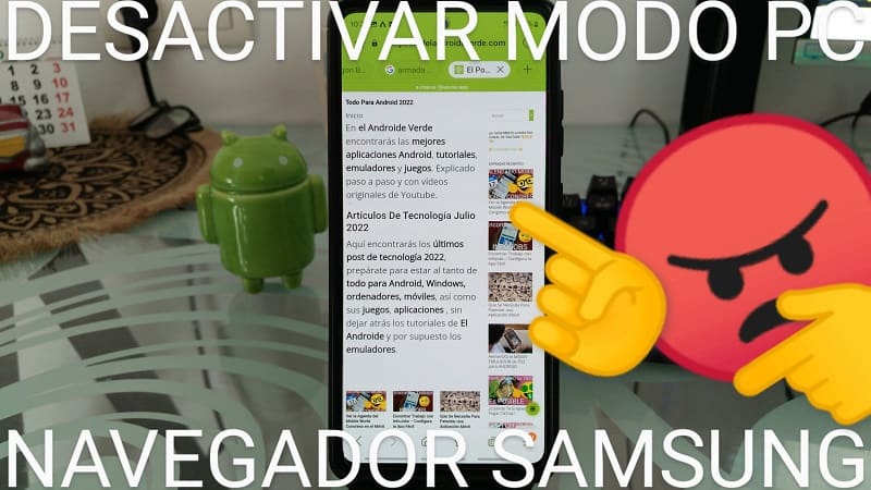 desactivar versión escritorio del navegador Samsung.