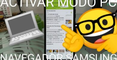 Habilitar versión PC navegador samsung.