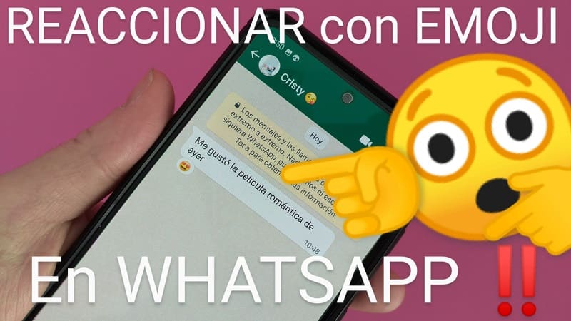 Reacción de mensaje de WhatsApp con emojis.