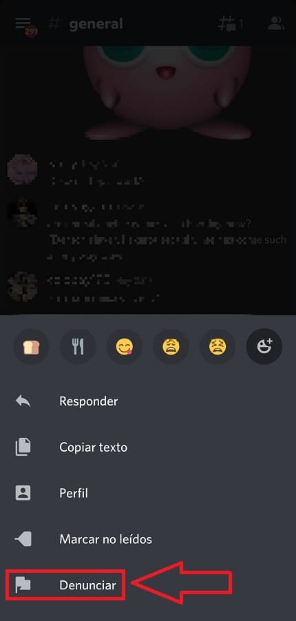 Reportar un mensaje en Discord.