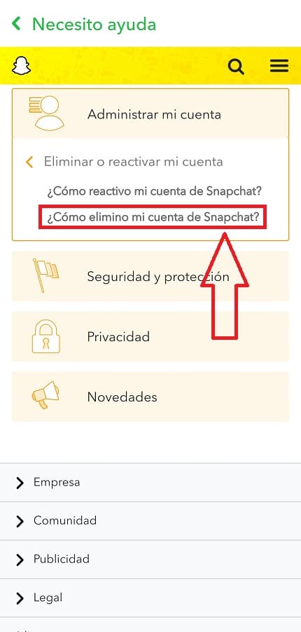 Borrar snapchat.