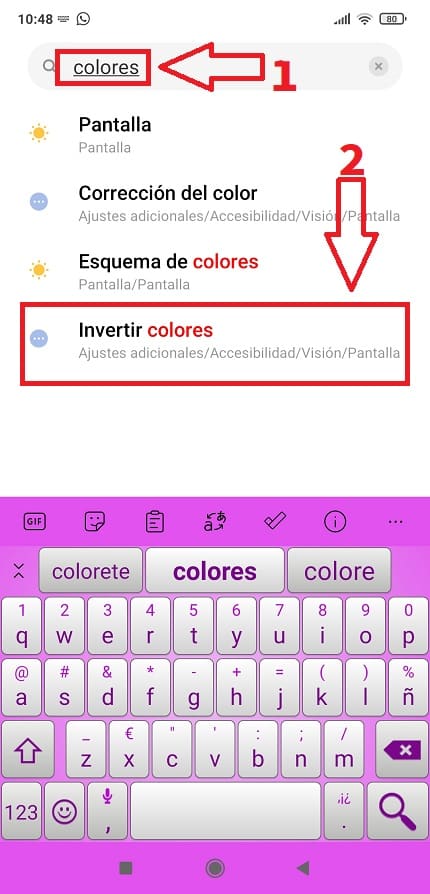 colores invertidos Android desactivar.