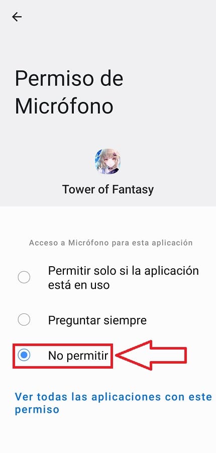 Bloquear micrófono tower of Fantasy.