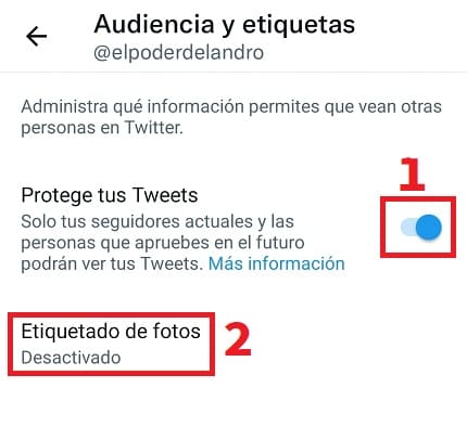 privatizar mis tweets.