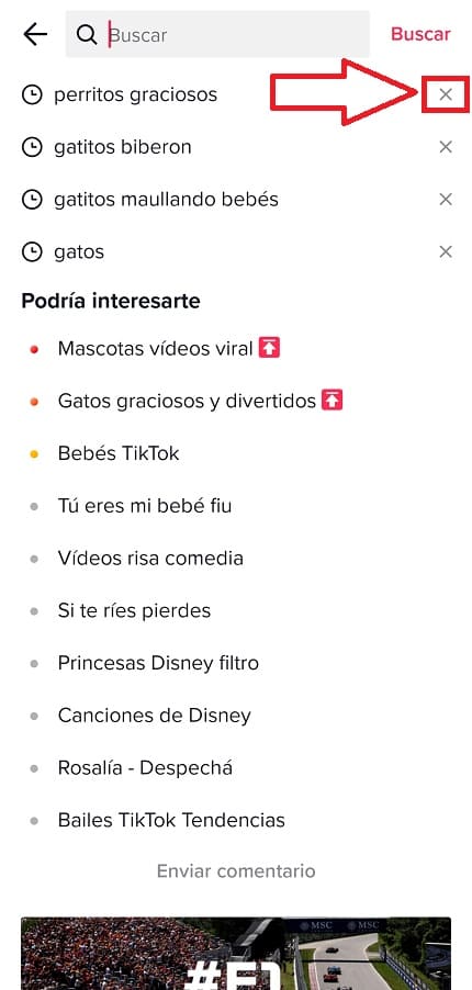 Eliminar historial tiktok.