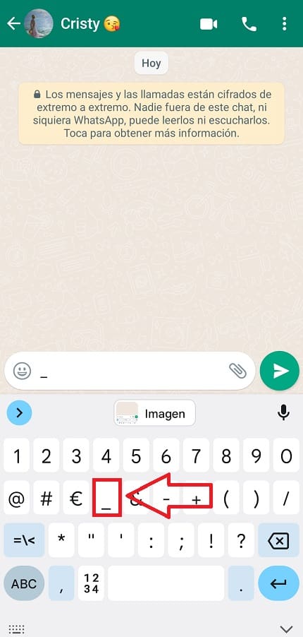 poner guión bajo Gboard.