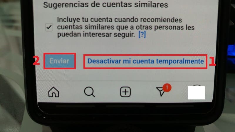 Cerrar instagram temporalmente.