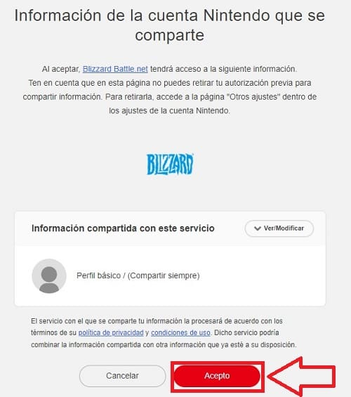 Vincular la cuenta de Nintendo en Blizzard.