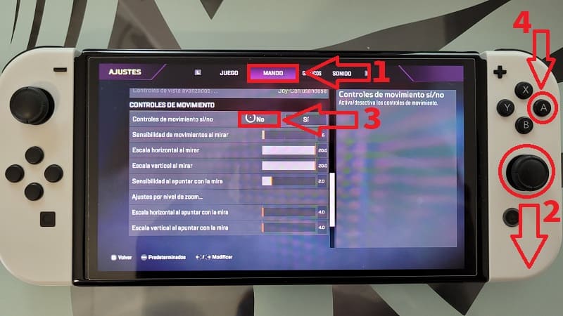 Desactivar el control de movimiento Apex Legends Switch.