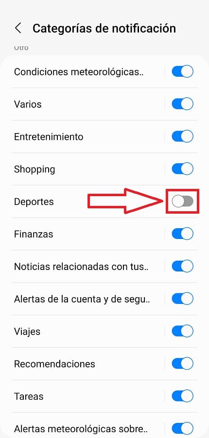 Quitar las notificaciones de deportes en Google.