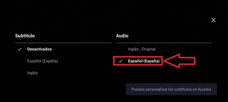 Cambiar audio hbo max en español.