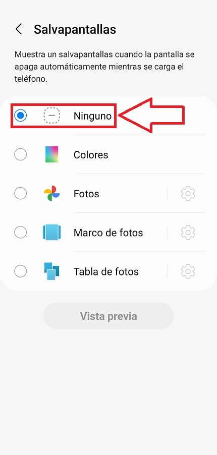 Eliminar salvapantallas de Samsung.