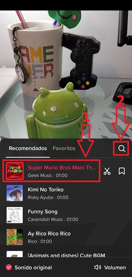 Encontrar música TikTok.