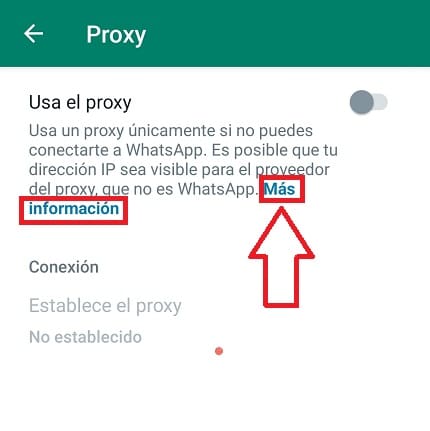 Habilitar el Proxy de WhatsApp.