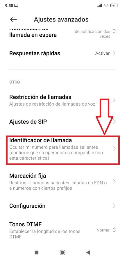 Identificador de llamada Xiaomi.