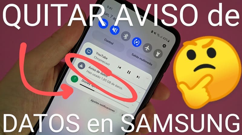 Ocultar aviso de datos Samsung.