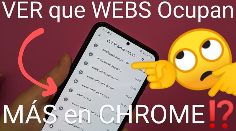 Que webs ocupan más en Google Chrome.